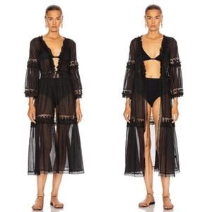 Charo Ruiz Ibiza Tamara Crochet Lace Trim Kimono Size Small